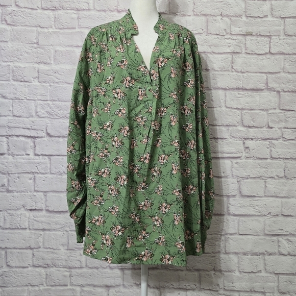 Lane Bryant Smock Shoulder And Cuff Popover Blouse  Size 26/28 - Picture 4 of 13